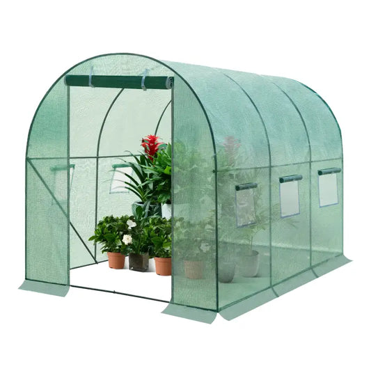 BukkitBow – Polytunnel Tuinkas – Winterproof Tunnel voor Groenten Teelt – Compacte Tuinkas met Deur en 6 Ramen - 300X200X190CM