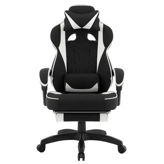 BukkitBow - Racing Gaming Stoel - Stof of Fluweel - met Rug/Nekkussen en Voetensteun - 49CM Hoog