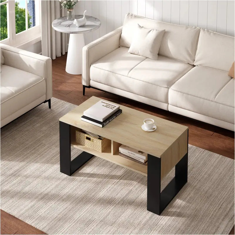 BukkitBow - Robuuste Salontafel - Licht of Donker Hout met Ruime Opslag - Modern Design