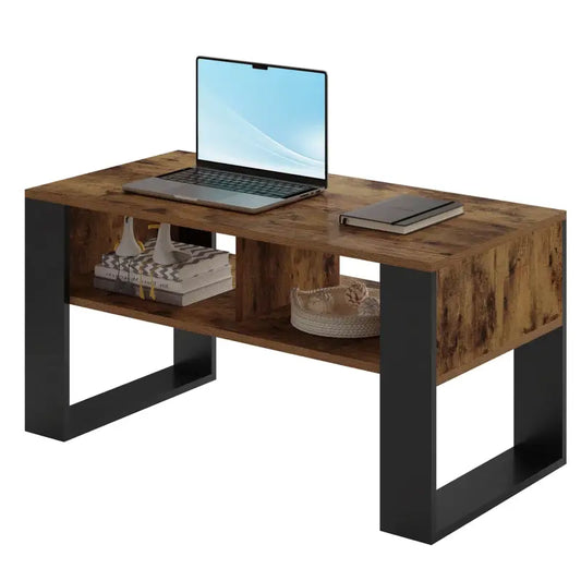 BukkitBow - Robuuste Salontafel - Licht of Donker Hout met Ruime Opslag - Modern Design