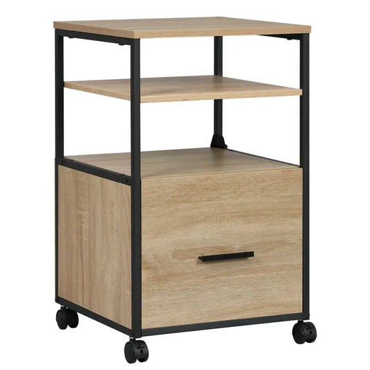 BukkitBow - Rolcontainer - Verrijdbare Archiefkast - 1 Lade en 2 Open Vakken - 40X40X66CM