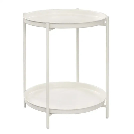BukkitBow - Ronde Bijzettafel van Metaal - Tafel met Afneembare Dienbladen - 44x53cm