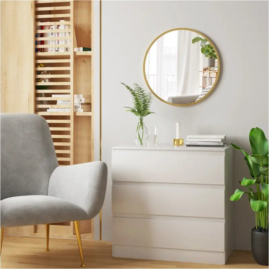 BukkitBow - Ronde Spiegel - MDF met Metaal en Glas - Beschikbaar in 40x40/50x50/60x60cm - Heldere Weergave - Elegante Muurdecoratie