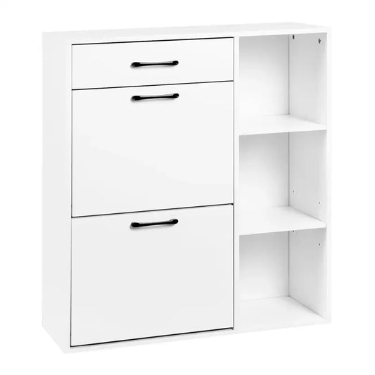 BukkitBow - Schoenenrek / Schoenenkast met Lade en Open Compartimenten - Ruimtebesparend - 80x90x30cm
