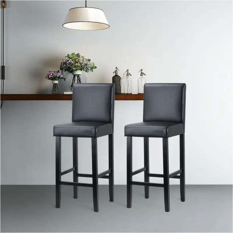 BukkitBow - Set Barkrukken - Kunstleer en Schuim met Houten Poten - Ergonomisch met Rugleuning - 120kg Draagvermogen