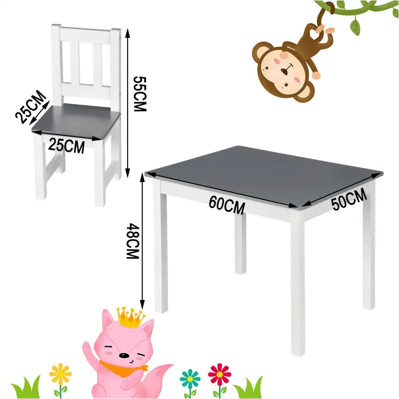 BukkitBow - Set Kindertafel met Stoelen - Veilig en Compact Design - Tafel: 60x50x48cm