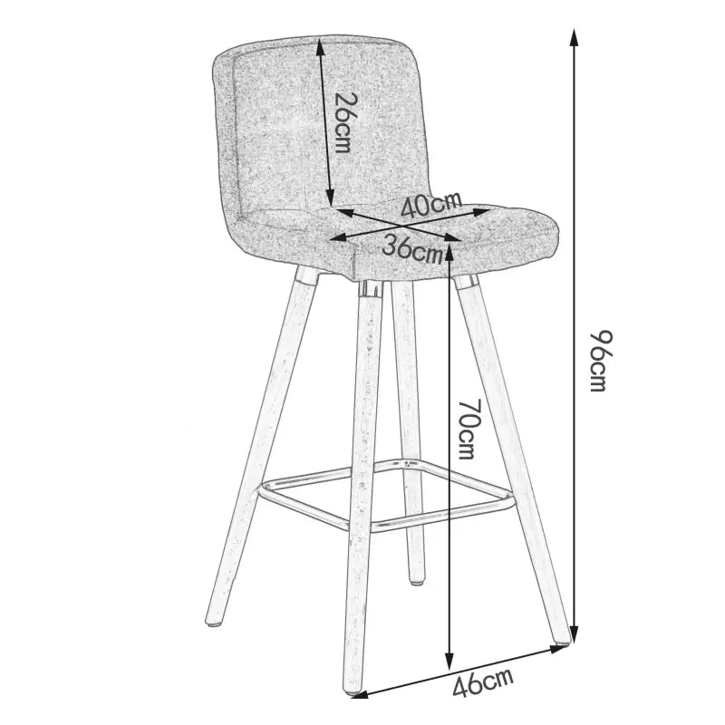 BukkitBow - Set van 2 Barkrukken - Massief Houten Poten - Linnen Zitting - Ergonomisch Ontwerp - Met Vloerbescherming