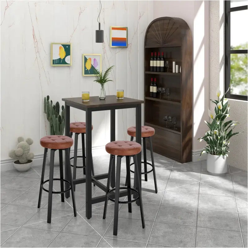 BukkitBow - Set van 2 Barkrukken - Vintage Kunstleer en Metaal - 360° Draaibare Zitting - Metalen Frame - 35.5 cm Diameter Zitting - 76.5 cm Hoogte