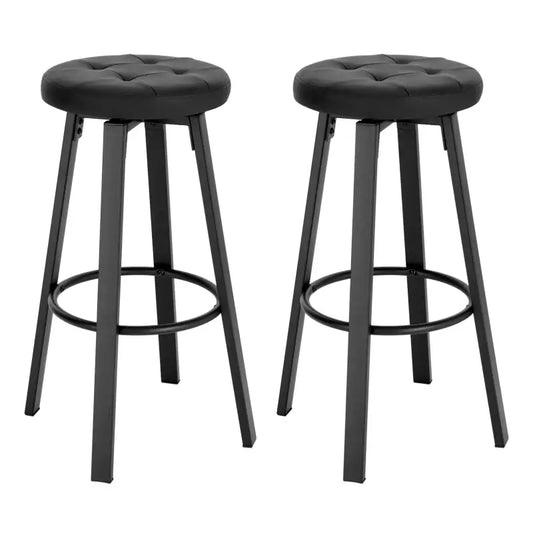 BukkitBow - Set van 2 Barkrukken - Vintage Kunstleer en Metaal - 360° Draaibare Zitting - Metalen Frame - 35.5 cm Diameter Zitting - 76.5 cm Hoogte