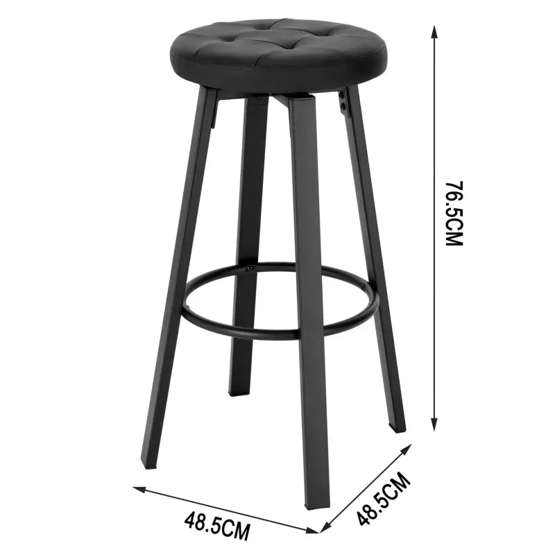 BukkitBow - Set van 2 Barkrukken - Vintage Kunstleer en Metaal - 360° Draaibare Zitting - Metalen Frame - 35.5 cm Diameter Zitting - 76.5 cm Hoogte