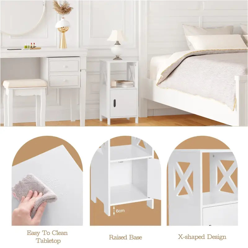 BukkitBow - Set van 2 Compacte Nachtkastjes - Hoogwaardige MDF - Ruime Opslag - 30x60x30cm