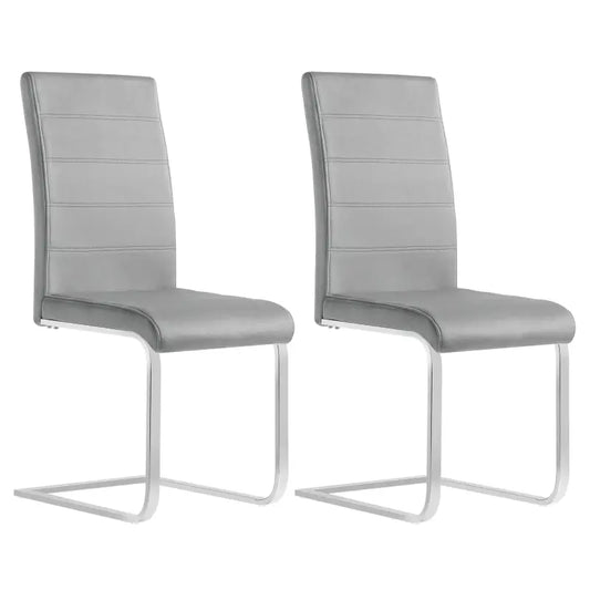 BukkitBow - Set van 2 Eetkamerstoelen Lederen/Fluweel - Met Hoge Rugleuning en Metalen Poten - Zithoogte 48,5CM