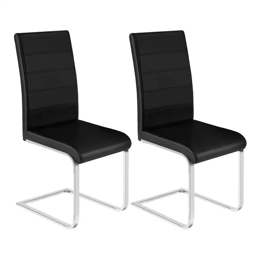 BukkitBow - Set van 2 Eetkamerstoelen Lederen/Fluweel - Met Hoge Rugleuning en Metalen Poten - Zithoogte 48,5CM