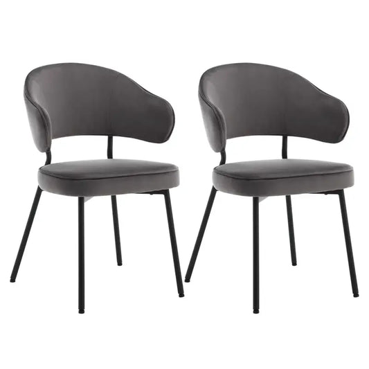 BukkitBow - Set van 2 Fluwelen Eetkamerstoelen / Fauteuils - met Metalen Poten - Breed en Comfortabel - Zithoogte: 48CM