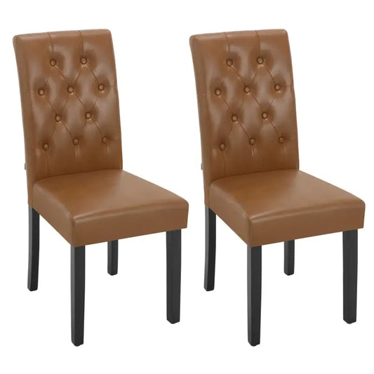 BukkitBow - Set van 2 Kunstleren Eetkamerstoelen - met Massief Houten Poten - Robuust en Ergonomisch - Zithoogte: 48.5CM