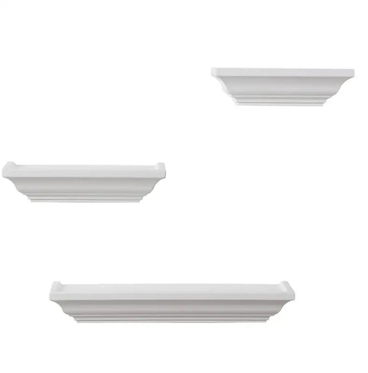 BukkitBow - Set van 3 Drijvende/Zwevende Planken - Hoge Kwaliteit Gelakt Hout - Barok Ontwerp - Verschillende Afmetingen
