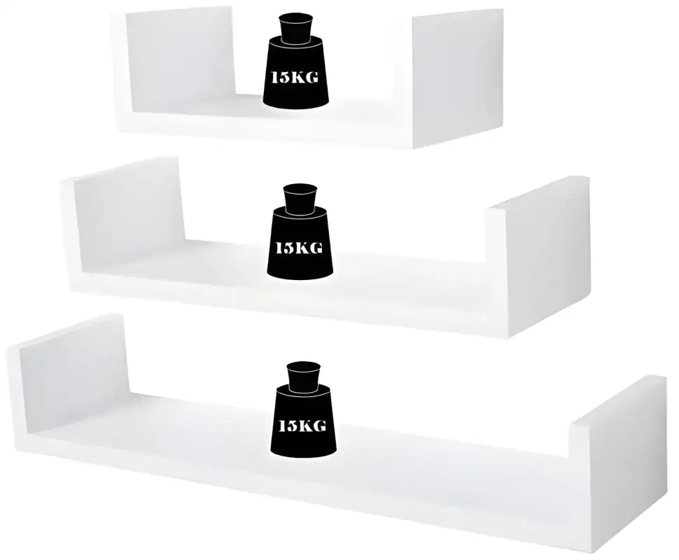 BukkitBow - Set van 3 Drijvende / Zwevende Planken - Hout/Gelakt MDF - Verschillende Maten - Inclusief Bevestigingen