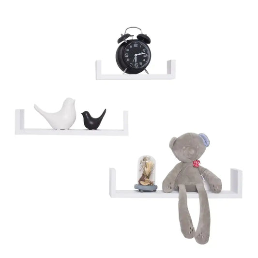 BukkitBow - Set van 3 Wandplanken - Hout - Verschillende Afmetingen: 26x9.7x6cm, 34x9.7x7.5cm, 42x9.7x9cm