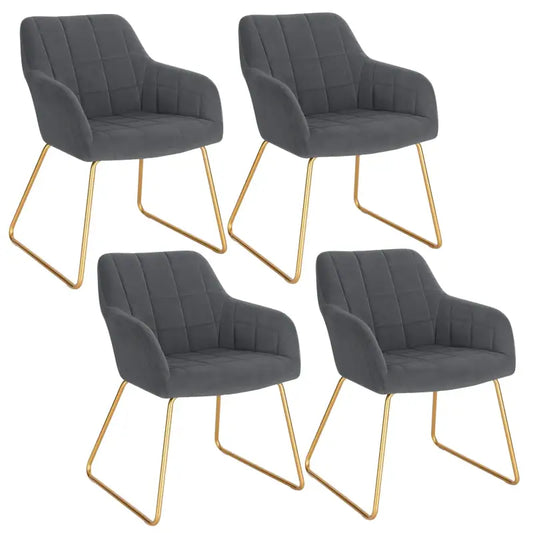 BukkitBow - Set van 4 Eetkamerstoelen van Fluweel - met Gouden Metalen Onderstel - Stijlvol en Comfortabel - Zithoogte: 48.5CM