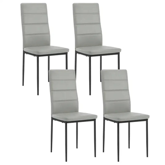 BukkitBow - Set van 4 Eetkamerstoelen van Kunstleer/Fluweel - met Metalen Onderstel