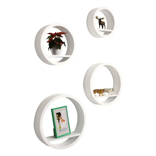 BukkitBow - Set van 4 Ronde Hangende Planken - Kwalitatief MDF - 4 Maten: XL, L, M, S - Diepte 8.8cm