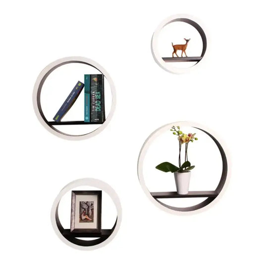 BukkitBow - Set van 4 Ronde Hangende Planken - Kwalitatief MDF - 4 Maten: XL, L, M, S - Diepte 8.8cm