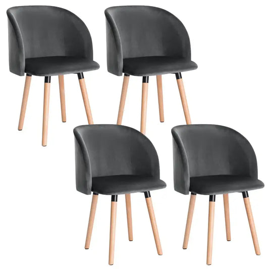 BukkitBow - Set van 4 Stoelen met Fluwelen Zitting - met Massief Houten Frame - Ergonomisch en Stijlvol - Zithoogte: 47CM