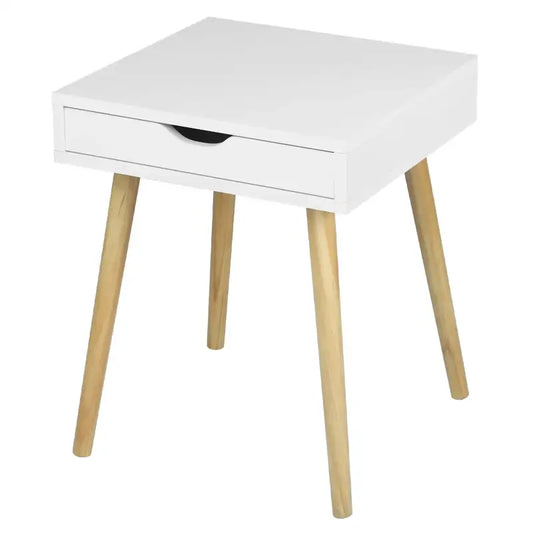 BukkitBow - Smal Nachtkastje met Lade - MDF en Massief Hout - Max Belasting: 5KG - 39.8x40.5x49cm