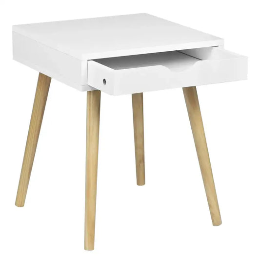 BukkitBow - Smal Nachtkastje met Lade - MDF en Massief Hout - Max Belasting: 5KG - 39.8x40.5x49cm