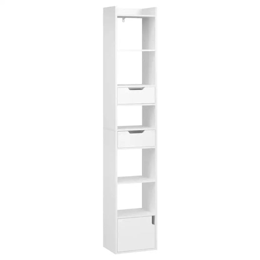 BukkitBow - Staande Boekenkast - Eiken Hout met Melamine Fineer - Ruime Opslag met Deur en Laden