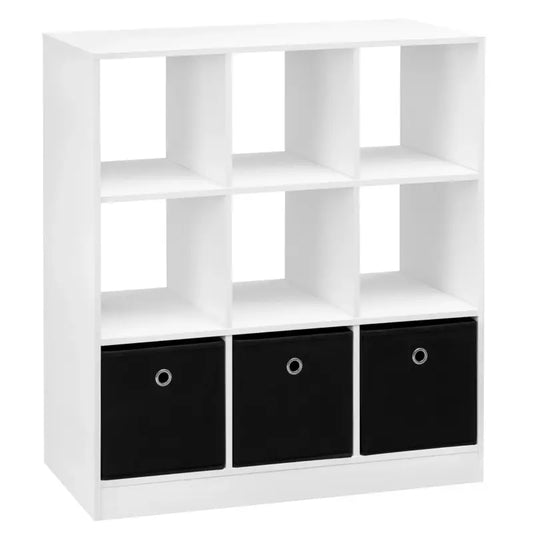 BukkitBow - Staande Boekenkast met 9 Kubussen - E1-Klasse Hout en Melamine Fineer - Met Opbergmanden