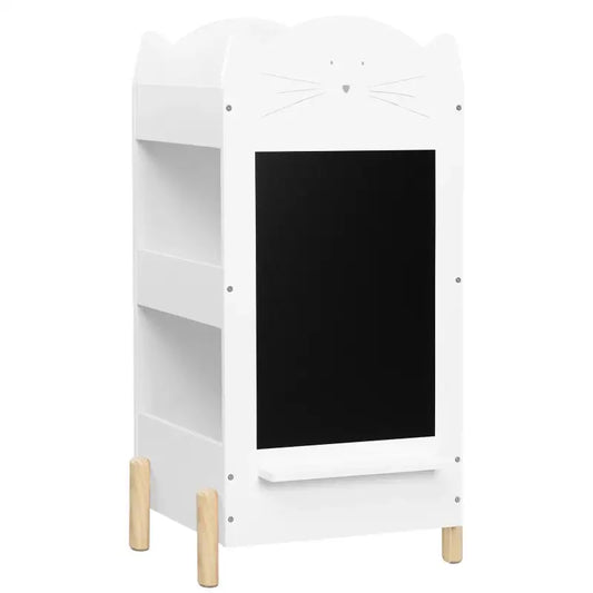 BukkitBow - Staande Boekenkast voor Kinderen - Opslagruimte aan 2 Zijdes - met Krijtbord en Krijt Plankje - Inclusief Bovenruimte - 45X36X85CM