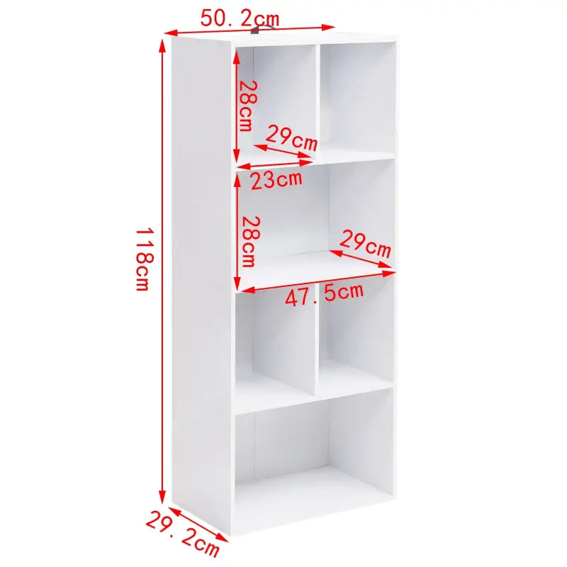 BukkitBow - Stijlvolle Boekenkast - 6 Compartimenten - Multifunctioneel Design - Veilig & Duurzaam - 50x30x118cm