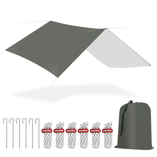 BukkitBow - Tentzeil - Waterdicht - Zonwering SPF50+ - Met Oogjes, Touwen en Haringen - Grijs