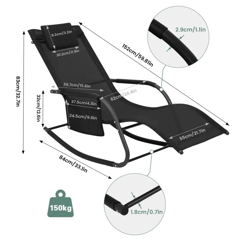 BukkitBow - Tuin Ligstoel / Ligbank - Schommelstoel met Ergonomisch Design - 150 kg Draagvermogen