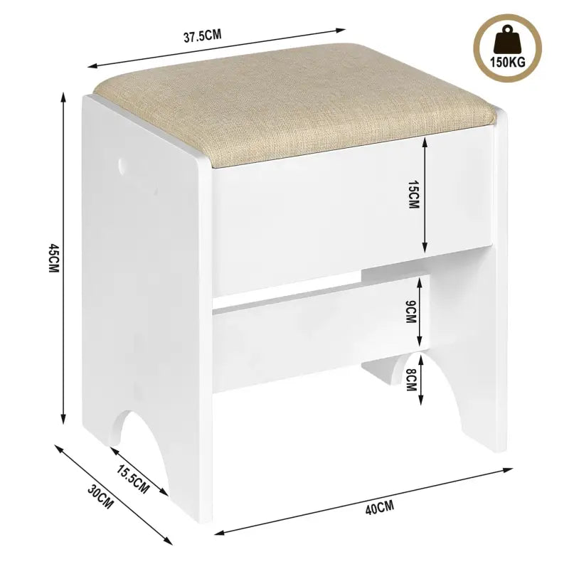 BukkitBow - Veelzijdige Kaptafel Kruk - Linnen met Schuim en MDF - Laadvermogen 150kg - 40x30x45cm