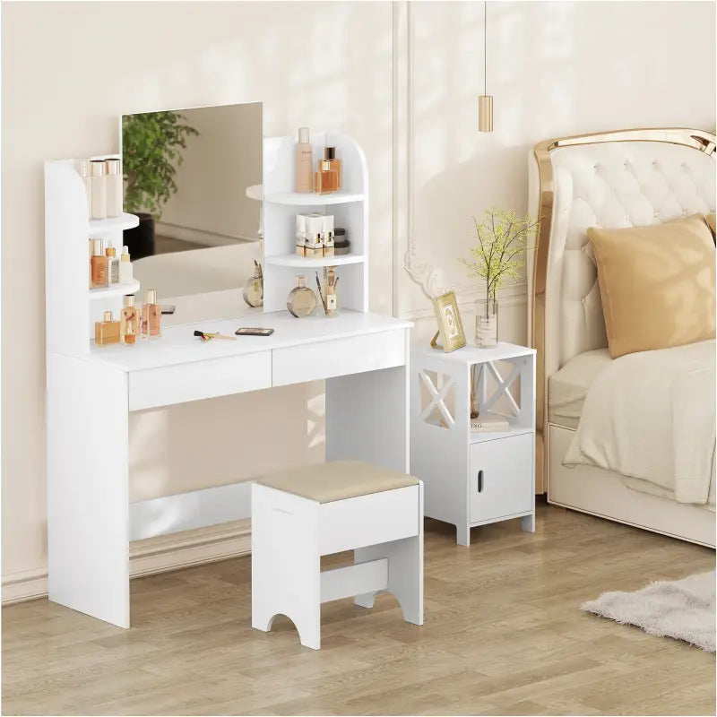 BukkitBow - Veelzijdige Kaptafel Kruk - Linnen met Schuim en MDF - Laadvermogen 150kg - 40x30x45cm