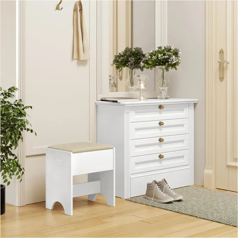 BukkitBow - Veelzijdige Kaptafel Kruk - Linnen met Schuim en MDF - Laadvermogen 150kg - 40x30x45cm