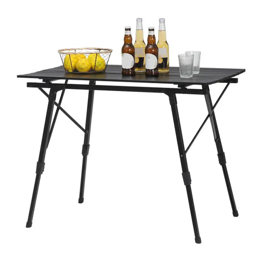 BukkitBow - Verstelbare Aluminium Klaptafel - Compact en Draagbare Campingtafel - 30Kg Max Belasting - Inclusief Opbergzak - 90x52.2x(45-72) cm