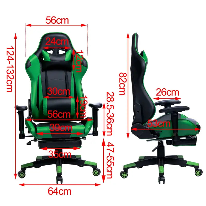 BukkitBow - Verstelbare Gaming Stoel - Kunstleer - 360° Draaibaar - 135° Kantelbare Rugleuning - Inclusief Arm en Voetsteun - Max Belasting: 136KG
