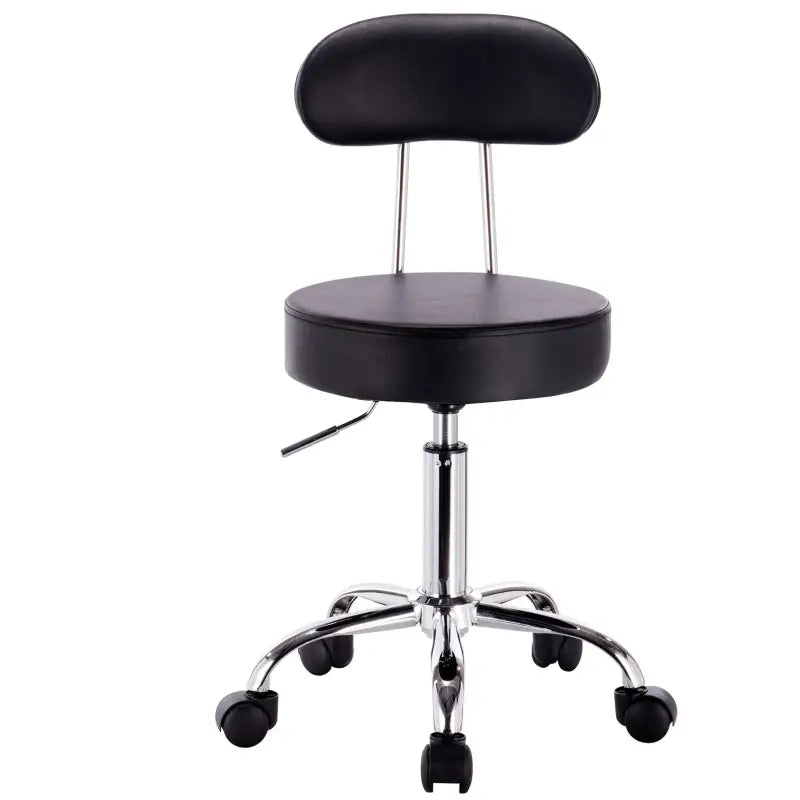 BukkitBow - Verstelbare Kunstleren Stoel / Kruk - Verchroomd Staal - Ergonomisch Design - 360° Draaibaar - 100KG Draagvermogen