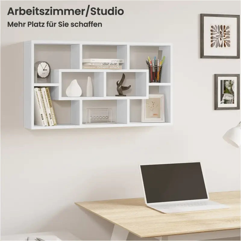 BukkitBow - Wandplank / Wandkast - Hangende Kast met 8 Vakken - Gemaakt van Stevig Hout - 85x48x16CM