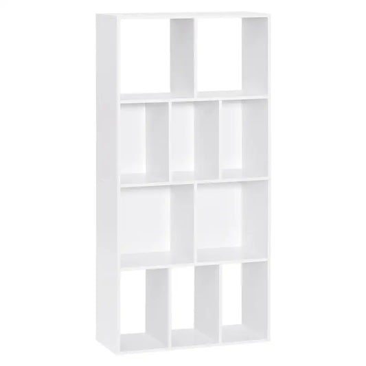 BukkitBow - Witte Kubus Boekenkast - 4 Lagen Kast met 10 Open Vakken - Voor Boekdisplay - 60x20x120cm