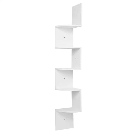 BukkitBow - Zigzag Hoekkast / Hoek Wandplank - Stevig Hout - 5 Niveau's - 25x25x156cm
