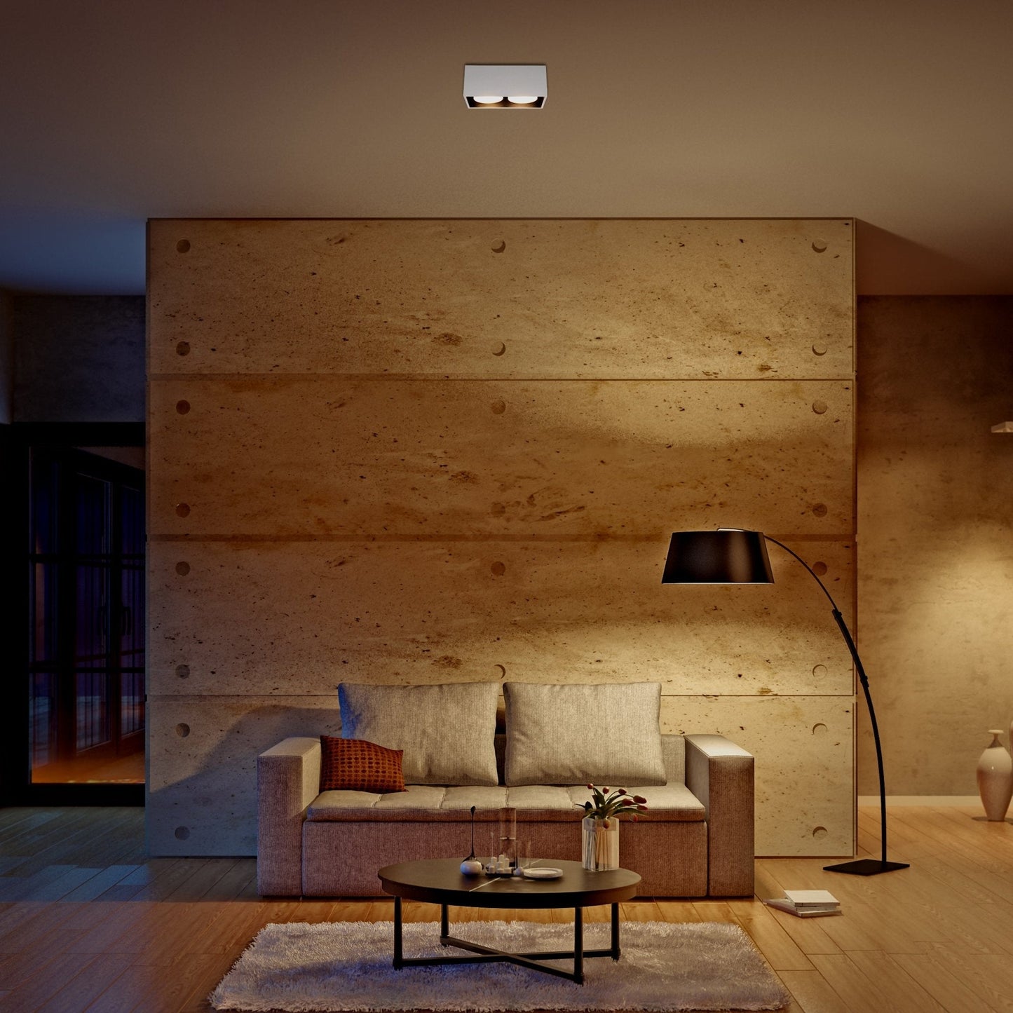 LED's Light Cube LED Plafondlamp - 2 lichtpunten - Draaibaar licht - Staal - 20 x 8 cm - Wit