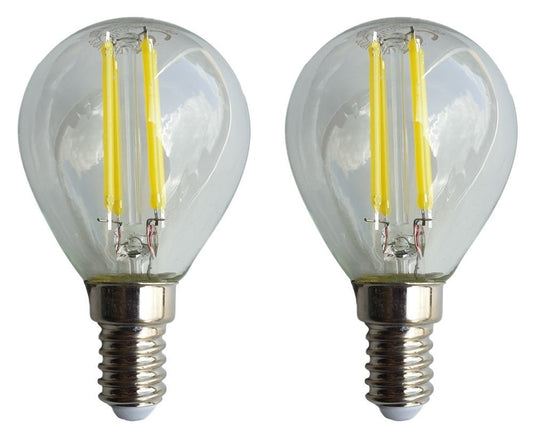 E14 kogellamp G45 2 stuks | LED 4W=40W gloeilamp | daglichtwit filament 6500K | 230V