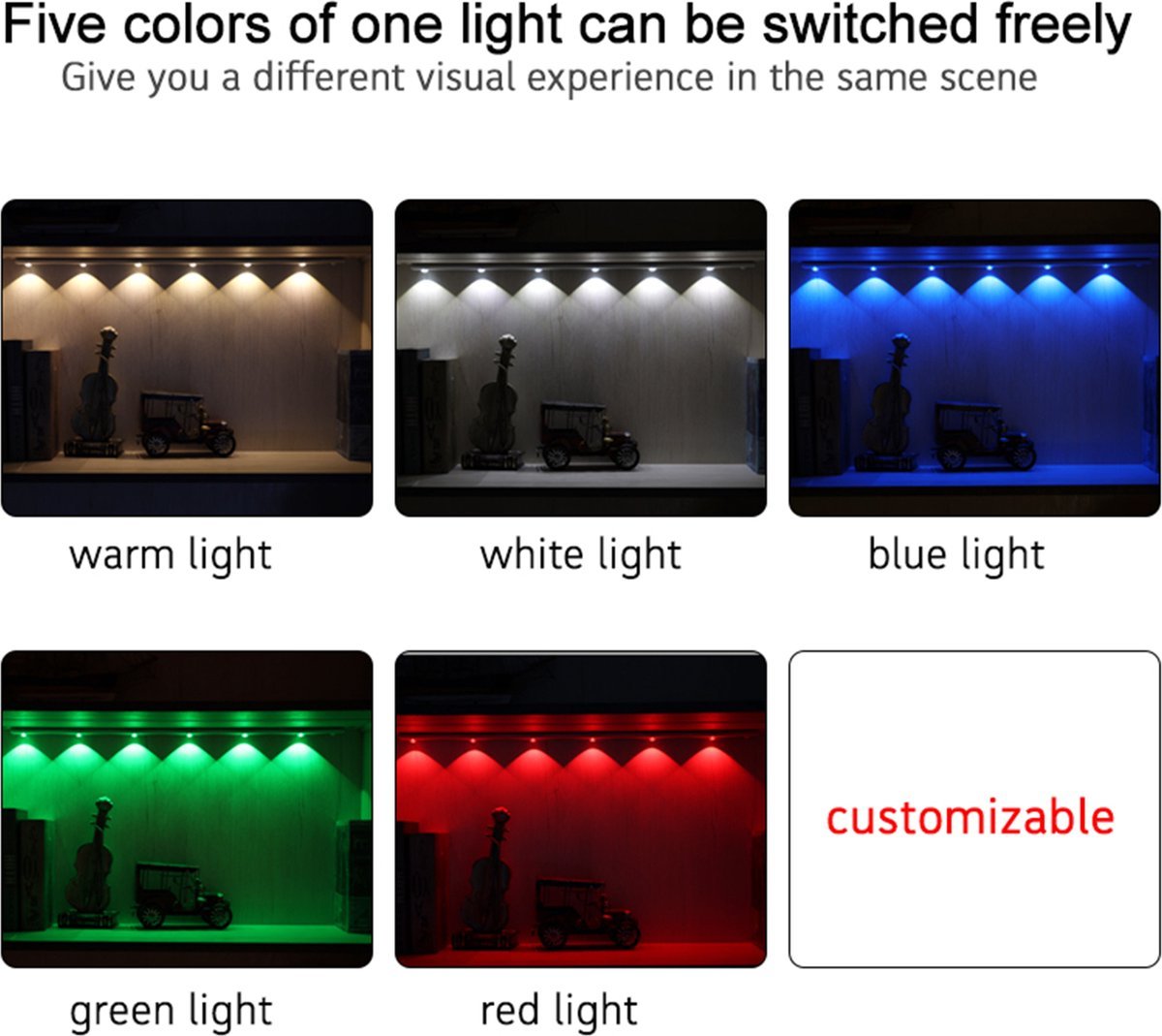 LED's Light EasyFix Kastverlichting met Bewegingssensor - RGB functie - 6 lichtpunten - Draadloos en oplaadbaar - 68,5 cm