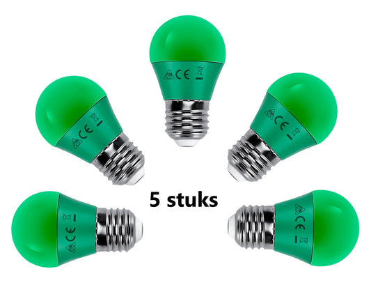G45 kogellamp 5 stuks | E27 LED lamp 4W=30W gloeilamp | groen licht