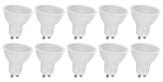 GU10 spot warmwit dimbaar - 10 stuks PAR16 bajonetsluiting | LED 6W ~ 510Lm = 42W halogeenlicht 120° - 2700K 230V