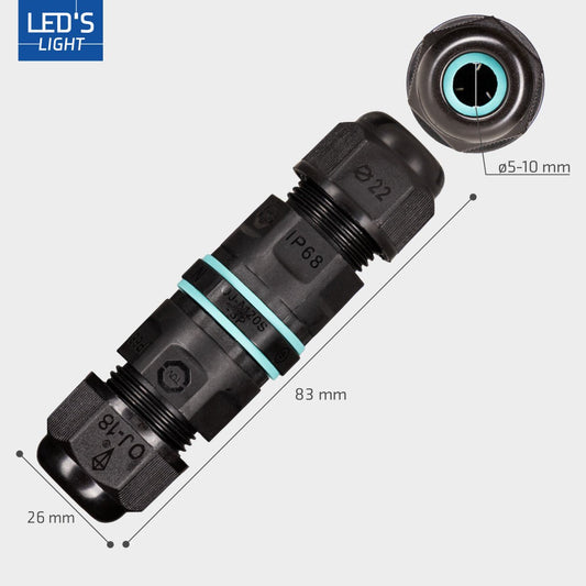 Kabelverbinder I connector - Voor kabels van 5 tot 10 mm - voor buiten en binnen - Zwart